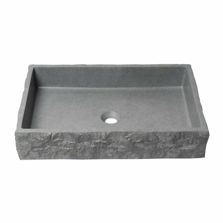 Alfi Brand 24 inch Solid Concrete Chiseled Style Rectangular Above Mount Vessel Sink ABCO24R